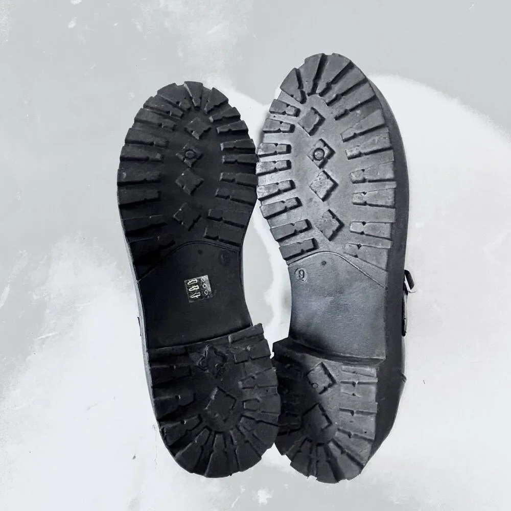DIRTY LAUNDRY Black Platform Mary Jane Shoes Chunky Lug Sole Double Strap